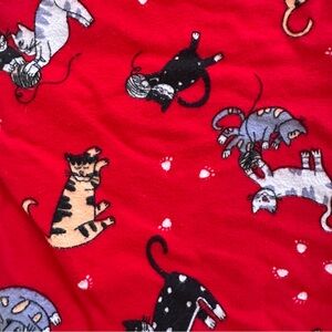 La Cera Cat Print Flannel Night Shirt PJs